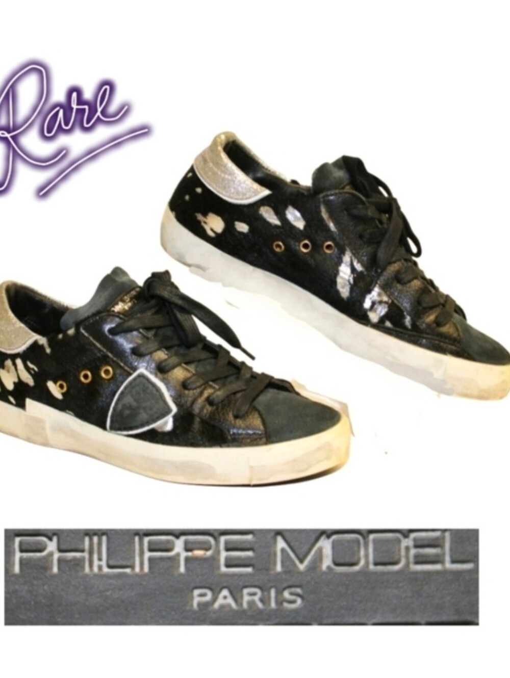 Philippe Model Paris Designer Leather Hair Low Skate Sneakers Shoes 7 37 - Picture 2 of 15